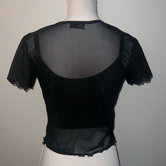 Black Sheer Mesh Top - Picture 5 of 6